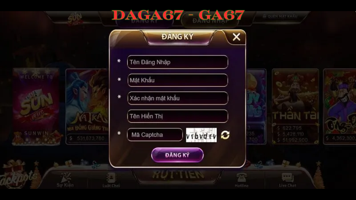 đăng ký tài khoản nhà cái Daga67 - ga67